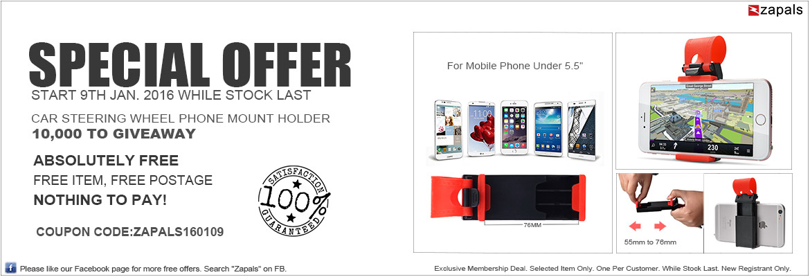 iPhone oder Smartphone am Lenkrad befestigen? Kein Problem mit dem kostenlosen Klippsystem von Zapals. Gleich bestellen (ohne Versandkosten)