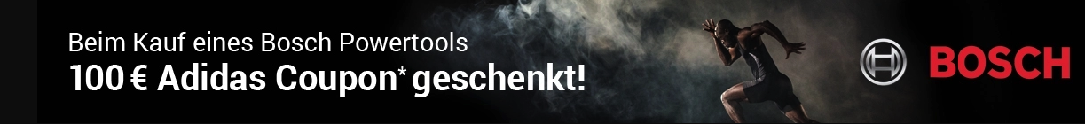 100€ ADIDAS Gutschein geschenkt beim Kauf einer Bosch Bohrmaschine 30 Zorotools Rabattcoupon