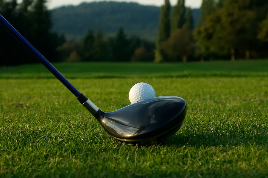 Sea-Trekking, CrossGolf & Co.: Diese Outdoor-Sportarten sind diesen Sommer ein Muss 4 Golfball und Golfschläger liegen auf einer grünen Wiese vor einer natürlichen Landschaft