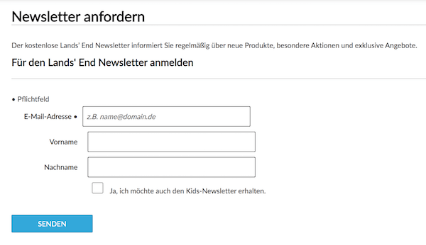 Für die Newsletteranmeldung ist nur eure E-Mail-Adresse und euer vollständiger Name nötig Newsletter anmeldung Feld