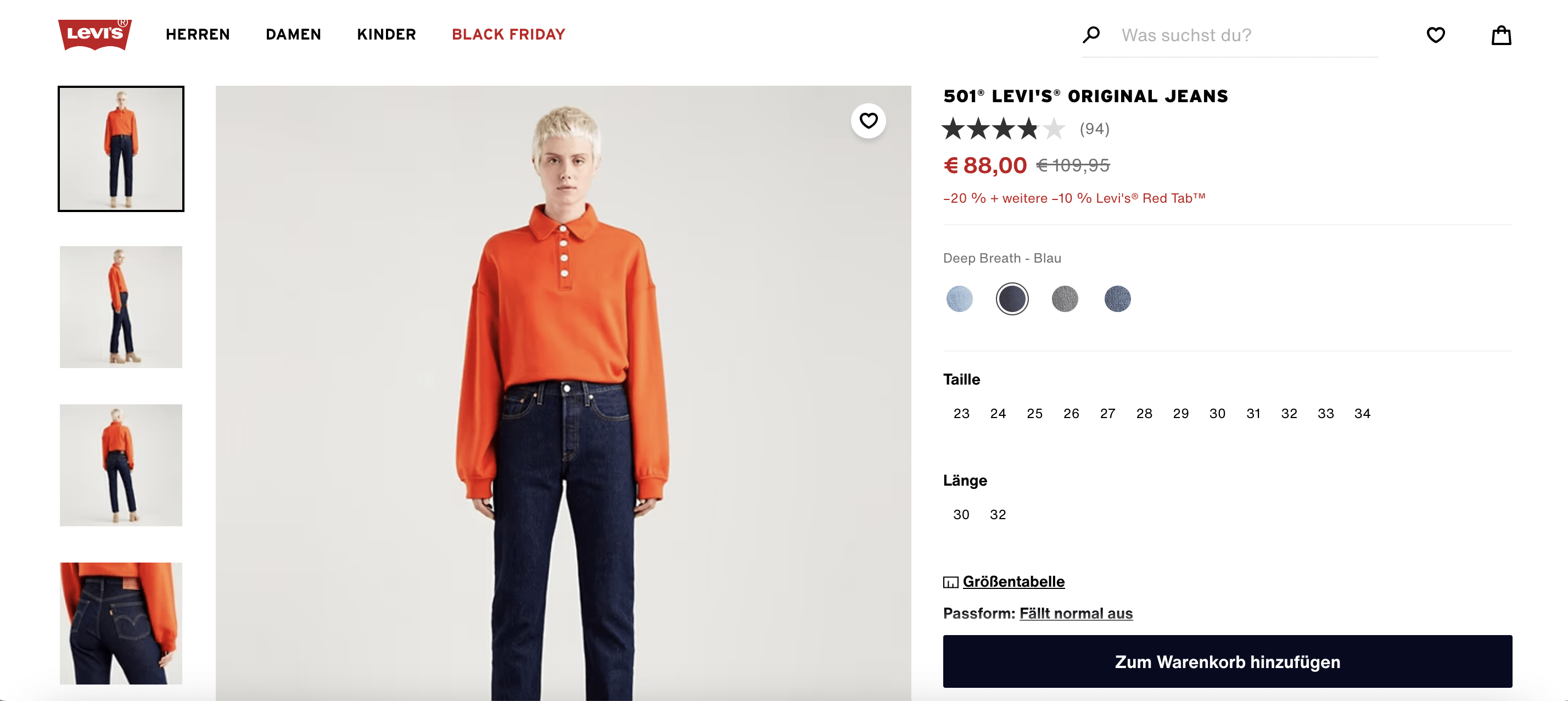 im Blackfriday Sale die 501 von Levis | Levi's Black Friday | Levi's Rabattcode | www.rabatt-coupon.com