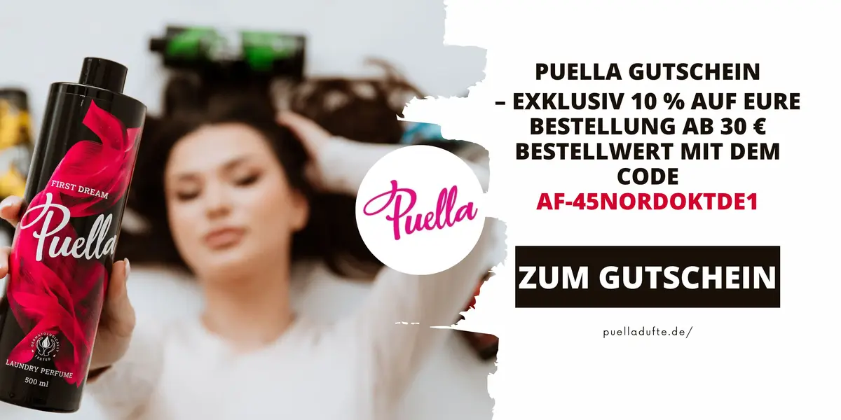 Puella Gutschein für Wäscheparfüm – 10 % Rabatt auf die Bestellung ab 30 € Bestellwert mit dem exklusiven Gutscheincode AF-45NORDOKTDE1.