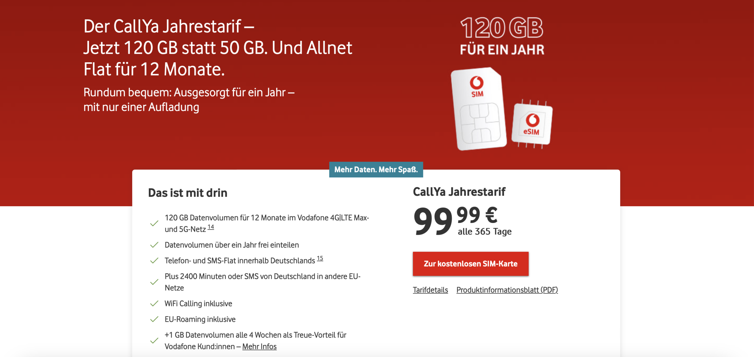 Flexibilität ein ganzes Jahr lang mit 120 GB, die du aufteilen kannst, wie du möchtest. Die Benefits findest du in der Übersicht.