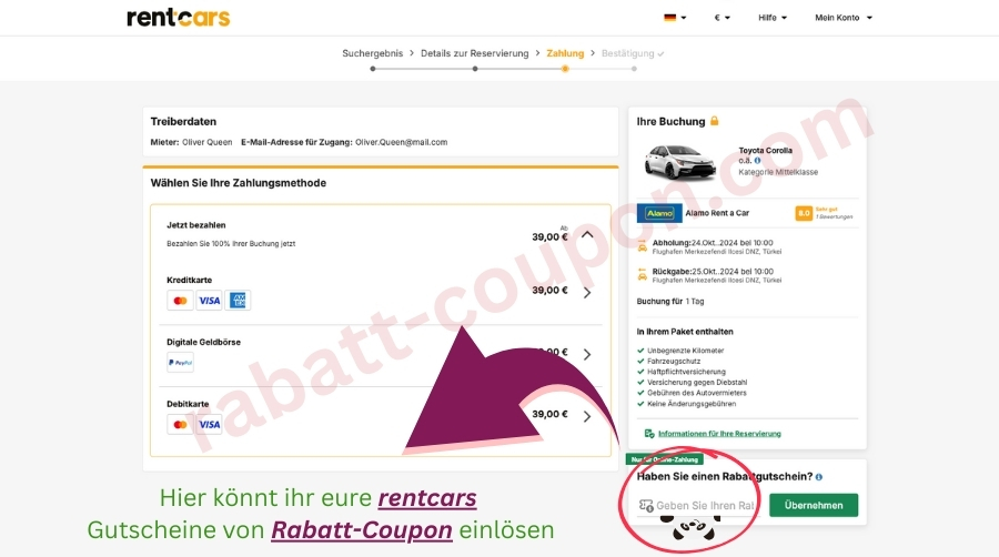 rentcars Gutschein