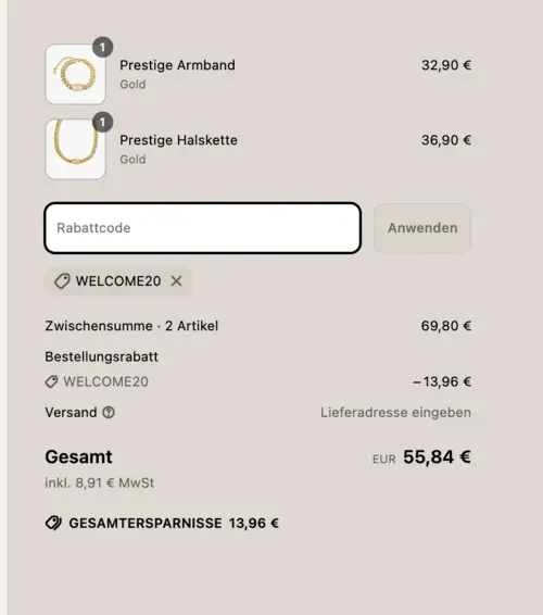 Der Code ist mit reduzierter Ware kombinierbar.