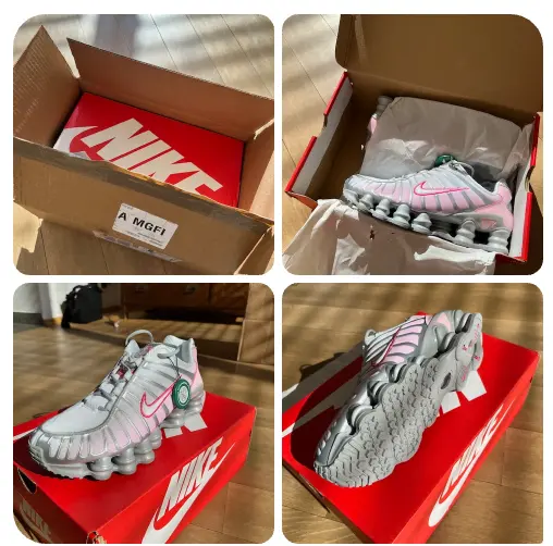 4 Bilder vom Karton und den Schuhen