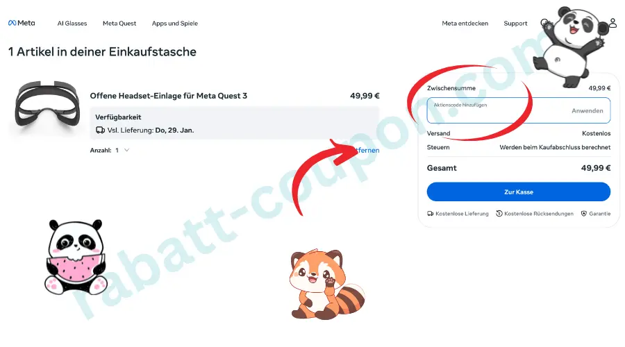 Meta ist ein Technologieunternehmen mit einem eigenen Online-Shop für Meta Quest Produkte, Zubehör sowie Apps und Spiele. Der Shop bietet unter anderem Virtual-Reality-Headsets, passendes Zubehör und digitale Inhalte rund um Meta Quest an. Mit unseren Gutscheinen könnt ihr beim Einkauf im Meta Shop sparen.