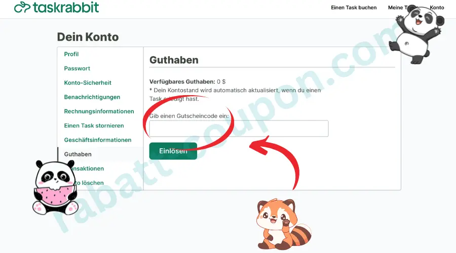 Das Bild zeigt den Warenkorb und Checkout-Bereich des Onlineshops Terra Domi mit einem Produkt auf der rechten Seite und der Gesamtsumme von 14,95 €. Rechts ist ein deutlich markiertes Eingabefeld für einen Rabattcode zu sehen, auf das ein roter Pfeil hinweist. Links werden verschiedene Express-Bezahloptionen wie Shop, PayPal und Google Pay angezeigt.